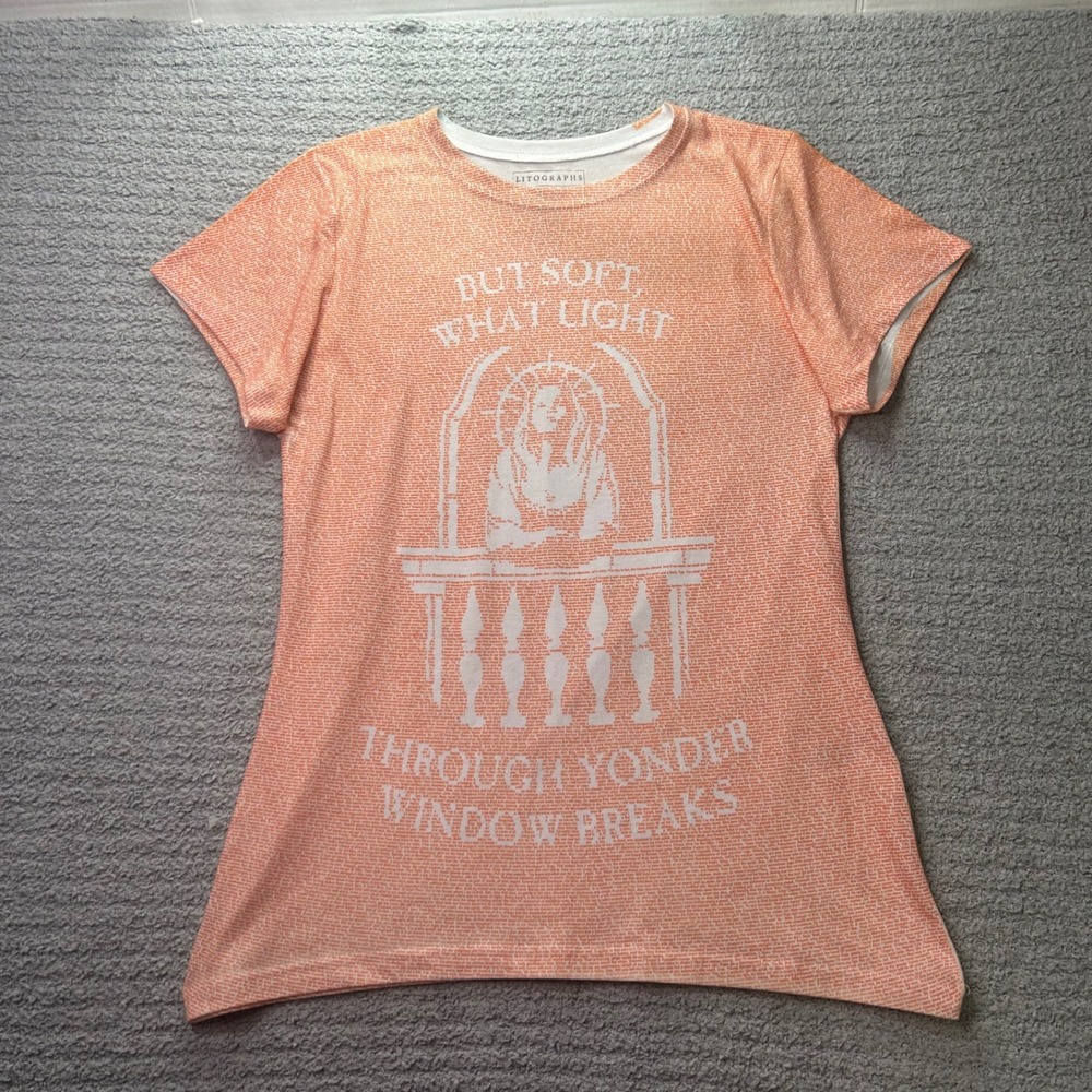 Litographs Romeo and Juliet Graphic Tee Orange Medium Bookish Literary Academia